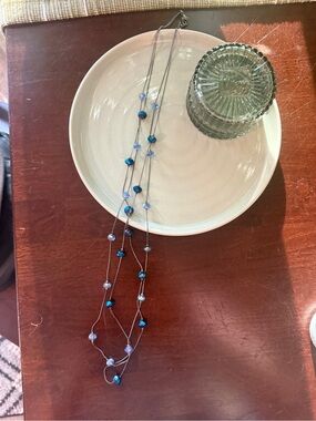 Blue Double-Strand Crystal Bead Necklace - Women Jewelry
